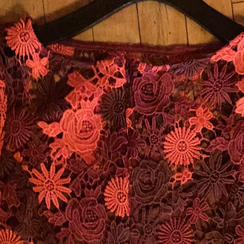 Eva Franco Anthropologie Embroidered Flounce Dress Floral Lace wedding prom - Picture 7 of 7